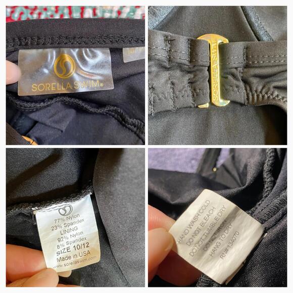 Sorella Swim Black One Piece Swimsuit Ruched Women Size 10 - 12 - Picture 6 of 8